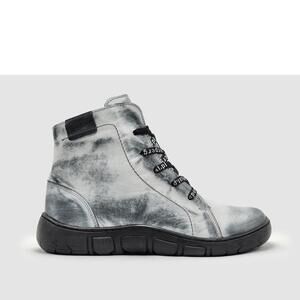 NEW KCR GROUP women's original wool-lined zip-up leather boots in white